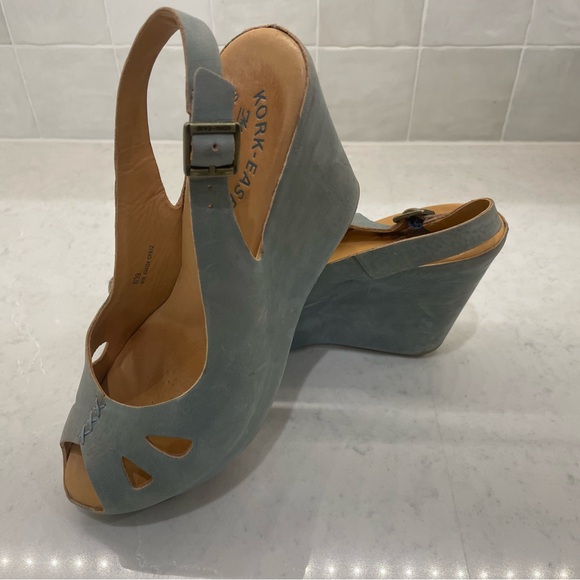 Kork-Ease Grey/Blue Platform Sandals - Picture 2 of 4